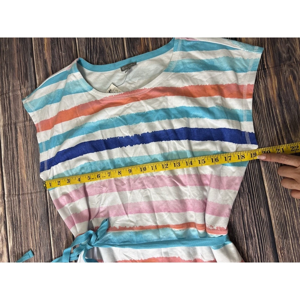 T by Talbots Dress Womens Large Striped Multicolor Midi Belted Casual Summer - Picture 6 of 14